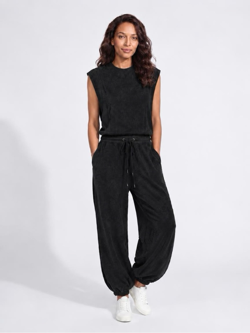 Free People Throw & Go Onesie Jumpsuit In Black Relaxed Fit Size M $98 New
